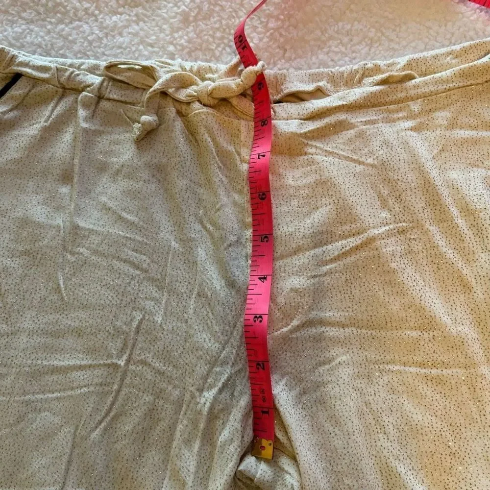 Chaser Lounge‎ Pants Cream Size Medium Gold Glitter Polka Dot Pajama Bottoms